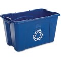 Rubbermaid Commercial 18 gal Rectangular 18-gallon Recycling Box, Blue, Linear Low-Density Polyethylene (LLDPE); Plastic RCP571873BE